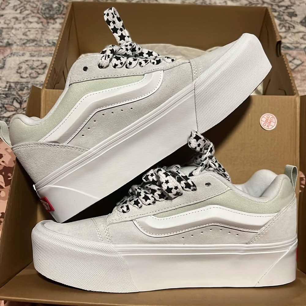 Vans Light Mint Platform Sneakers with Star Laces 9